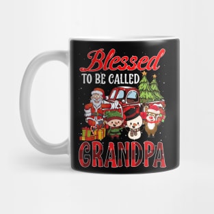 Blessed To Be Called Grandpa Christmas Buffalo Plaid Truck Mug